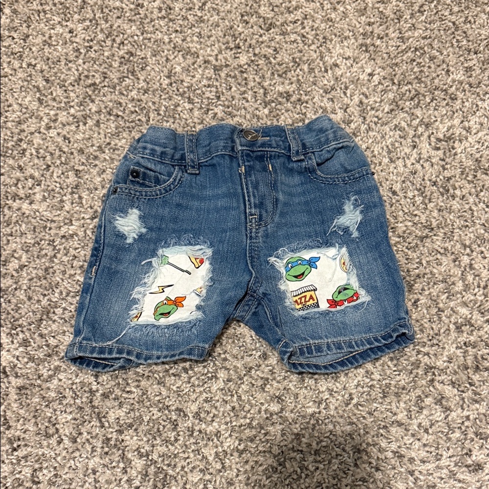 The Children's Place Blue Denim Shorts with Turtle Patches